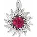 Sterling Silver Lab-Grown Ruby & 5/8 CTW Natural Diamond Halo-Style Pendant