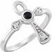14K White Natural Black Onyx & .05 CTW Natural Diamond Ankh Cross Ring