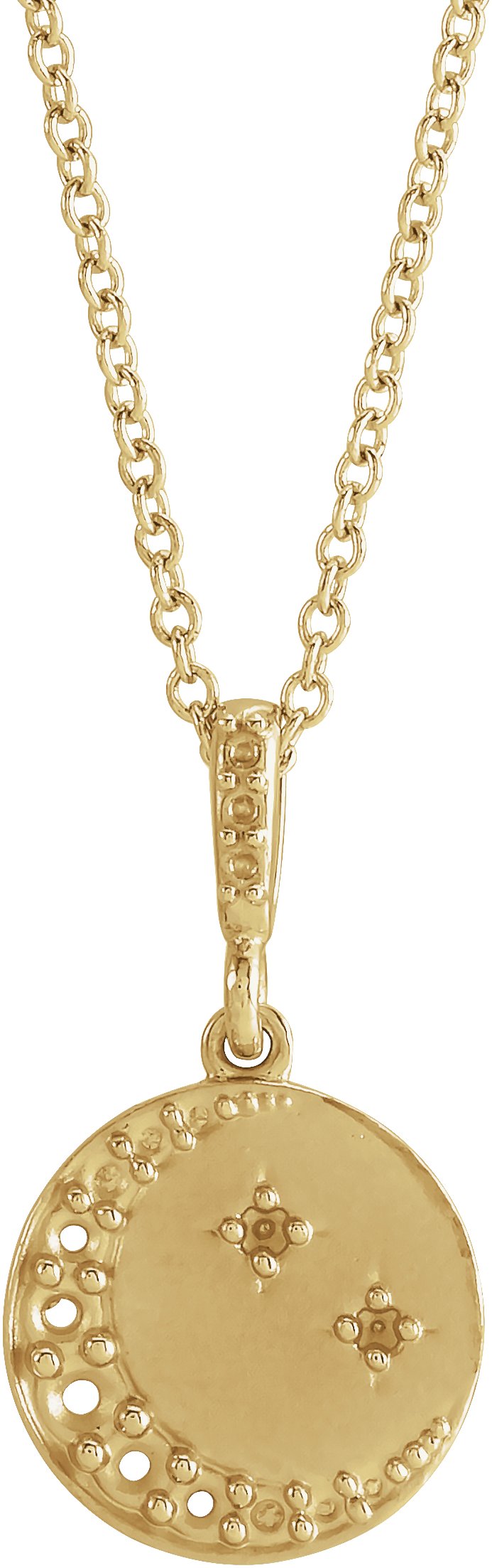 14K Yellow Accented Crescent Moon 16-18
