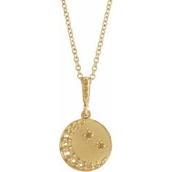Crescent Moon Disc Necklace or Pendant