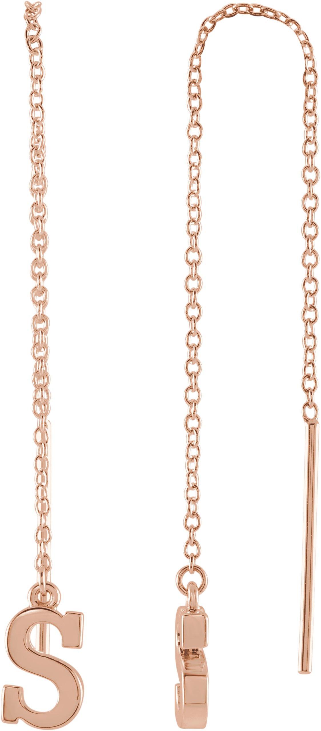 14K Rose Single Initial S Chain Earring Ref. 17158056