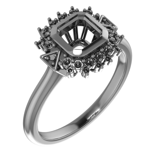 8 mm Square Engagement Ring Mounting