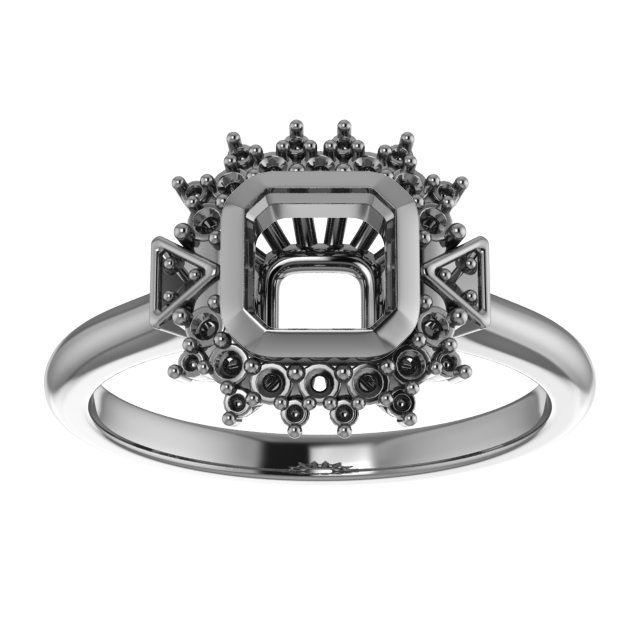 8 mm Square Engagement Ring Mounting view 3