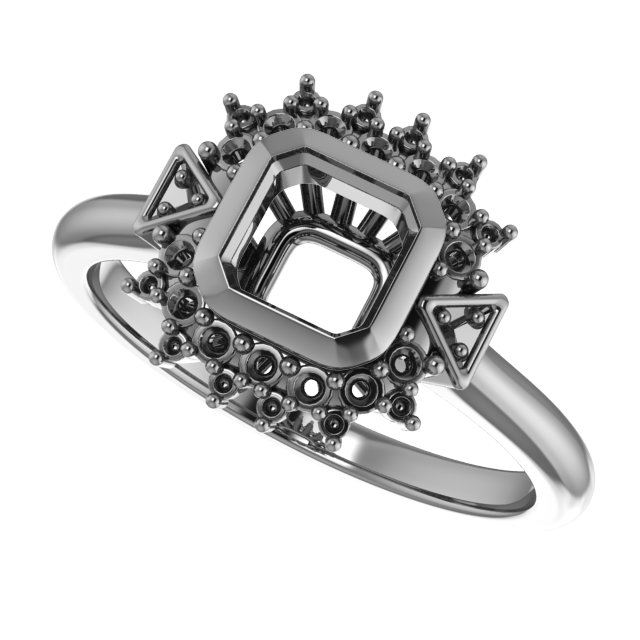 8 mm Square Engagement Ring Mounting view 5