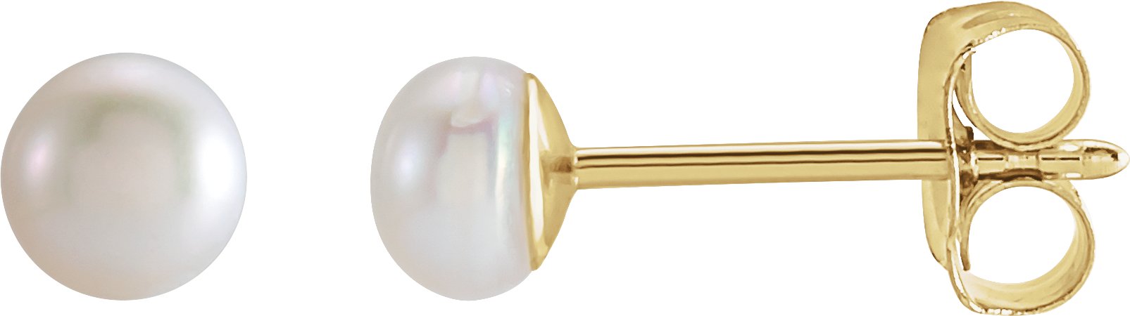 14K Yellow 3 mm Cultured White Freshwater Pearl Earring Ref 17475322