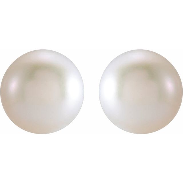 14K Yellow 3 mm Cultured White Freshwater Pearl Earrings