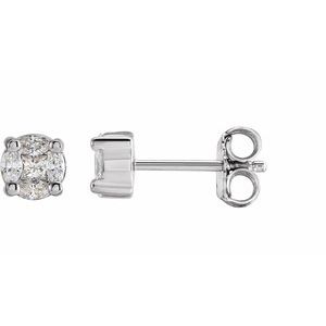14K White 1/3 CTW Natural Diamond Cluster Earrings