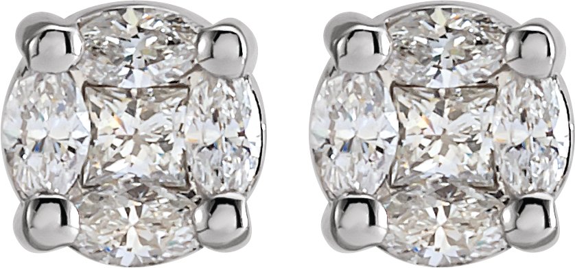 14K White 1/3 CTW Natural Diamond Cluster Earrings