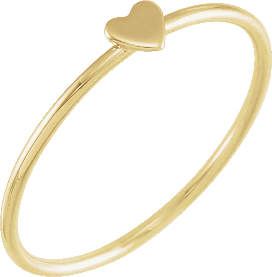14K Yellow Stackable Heart Ring Size 6
