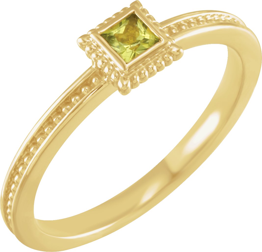 14K Yellow Peridot Stackable Family Ring