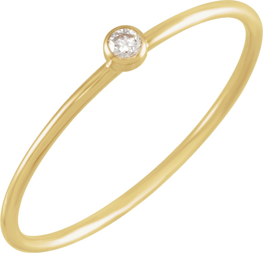 14K Yellow .03 CT Diamond Stackable Bezel-Set Ring Size 4