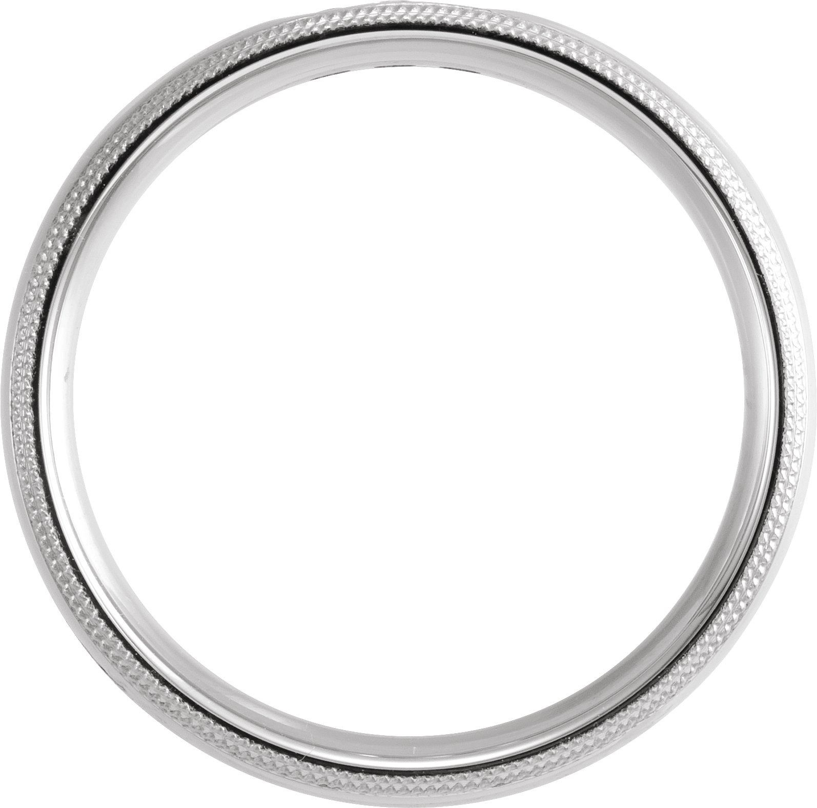 Alternative view of 1/8 CTW Natural Diamond Half Round Comfort-Fit Milgrain Band – 14K White Gold