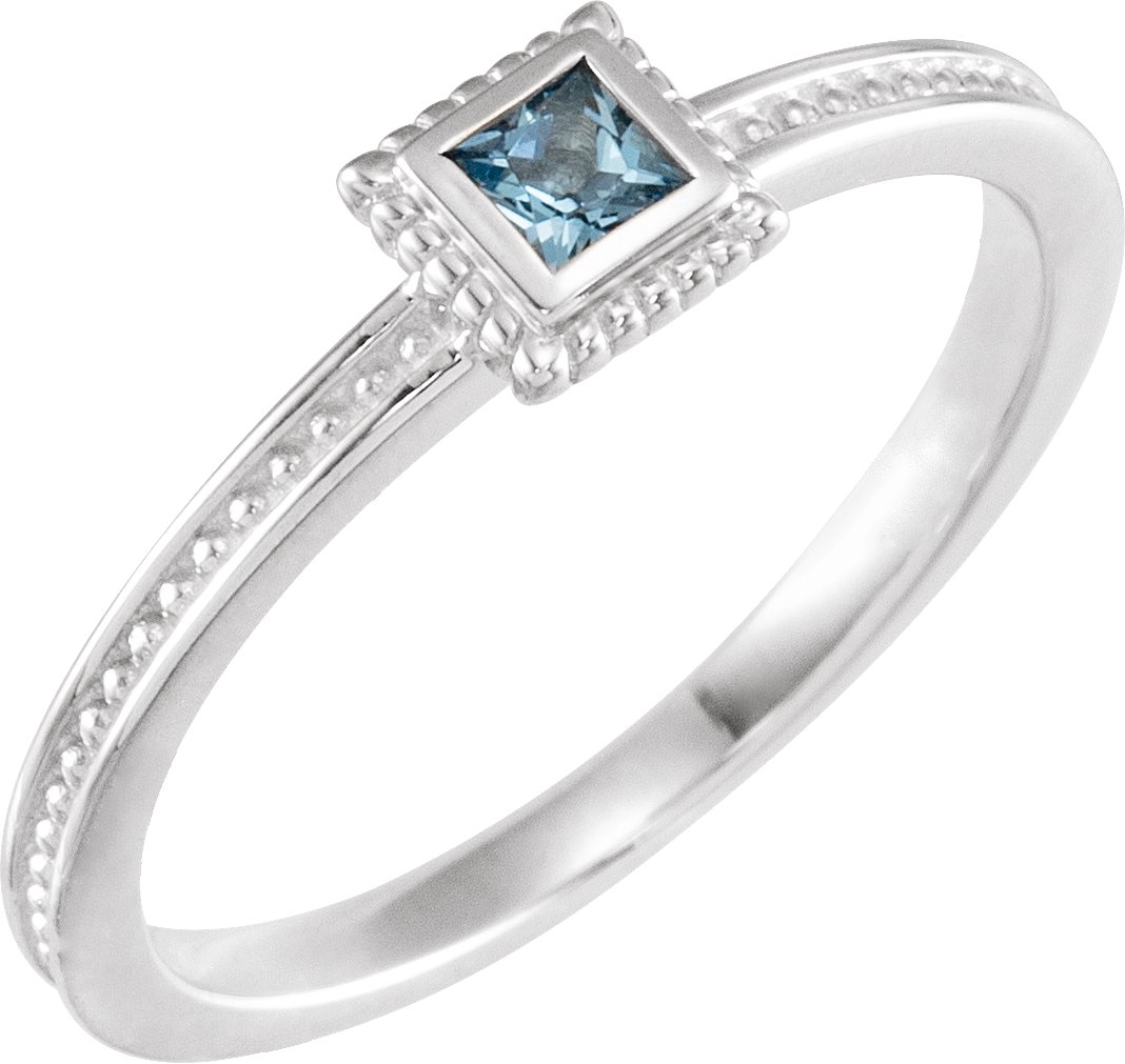 Sterling Silver Natural Aquamarine Family Stackable Ring