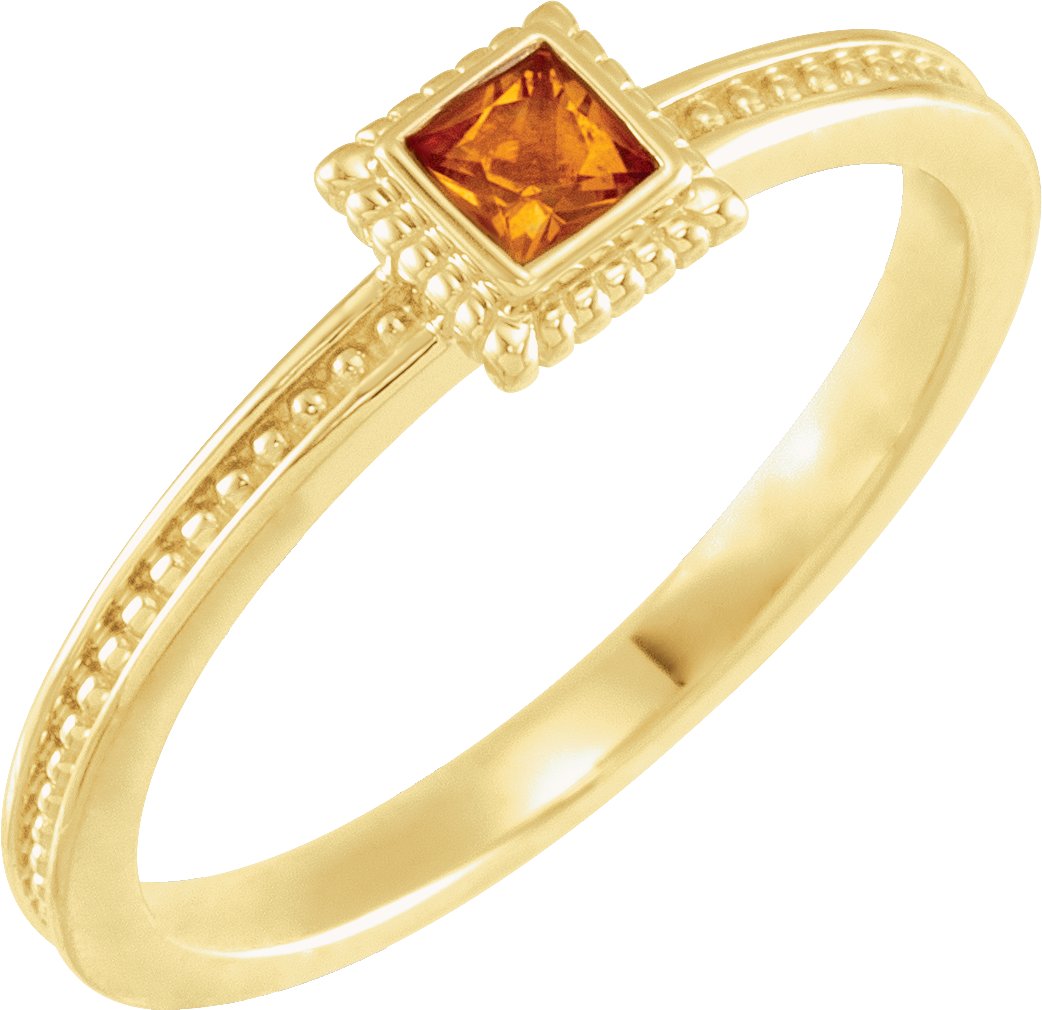 14K Yellow Citrine Stackable Family Ring