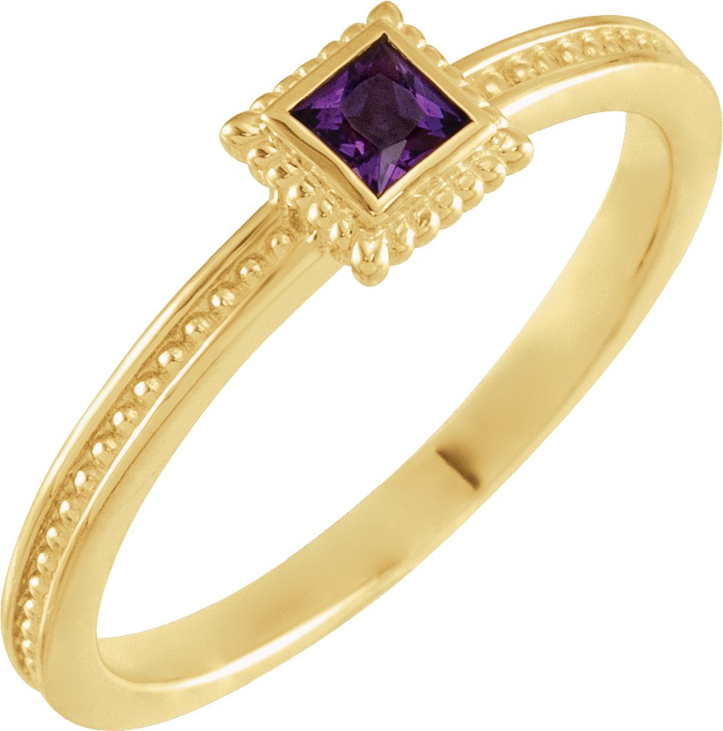 14K Yellow Amethyst Stackable Family Ring