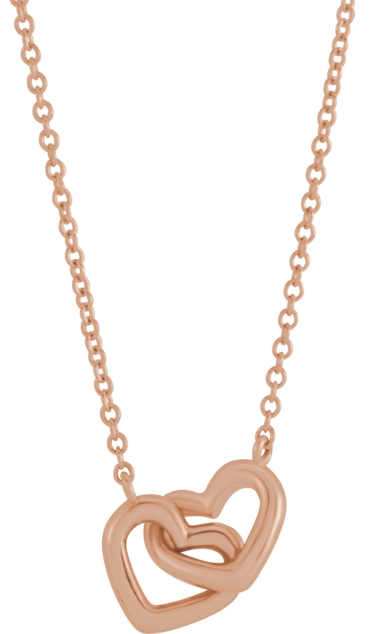 14K Rose Interlocking Heart 16" Necklace 