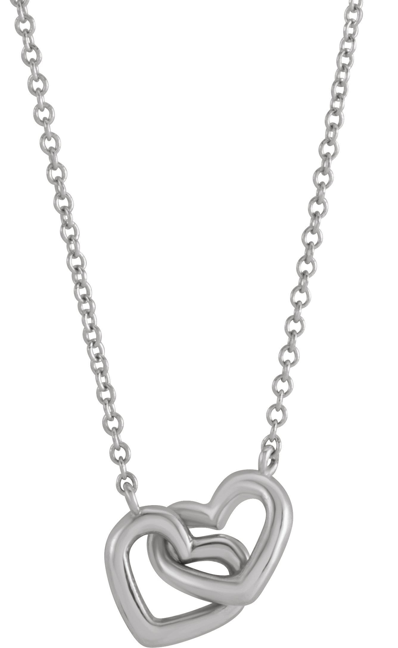Sterling Silver Interlocking Heart 16" Necklace 