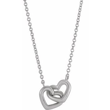 Sterling Silver Interlocking Heart 16 inch Necklace Ref 17542652