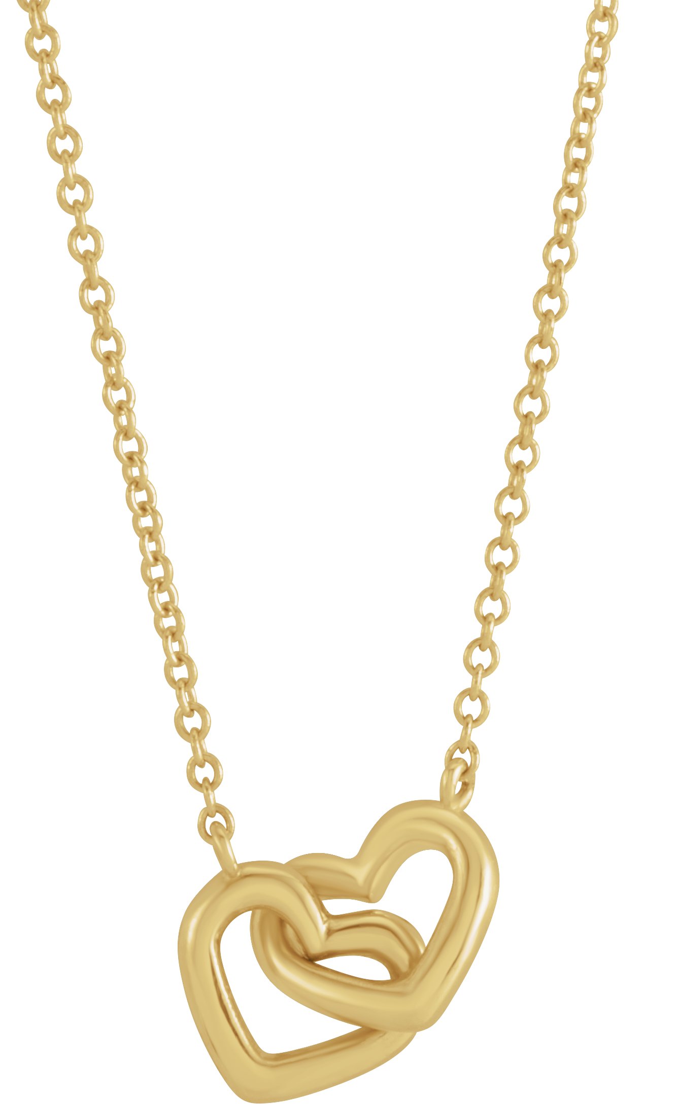 14K Yellow Interlocking Heart 16 Necklace 