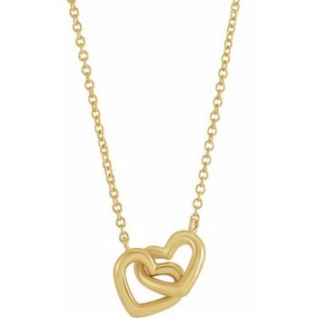 14K Yellow Interlocking Heart 18 inch Necklace Ref 17598604