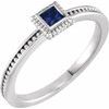 14K White Chatham Created Blue Sapphire Stackable Family Ring Ref 16232628