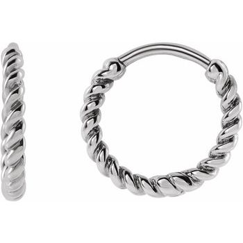 14K White Twisted Rope 11 mm Hoop Earrings Ref. 17480485