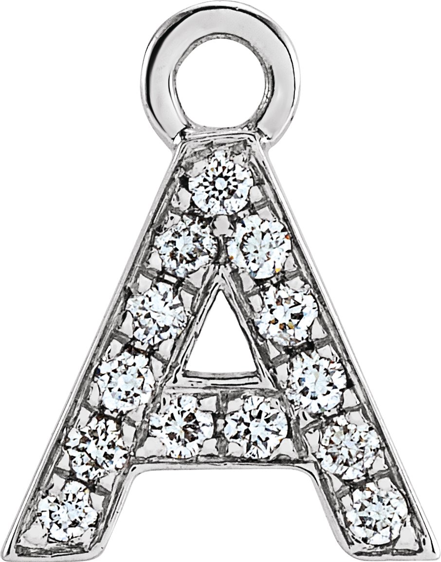 14K White .05 CTW Natural Diamond Initial A Dangle