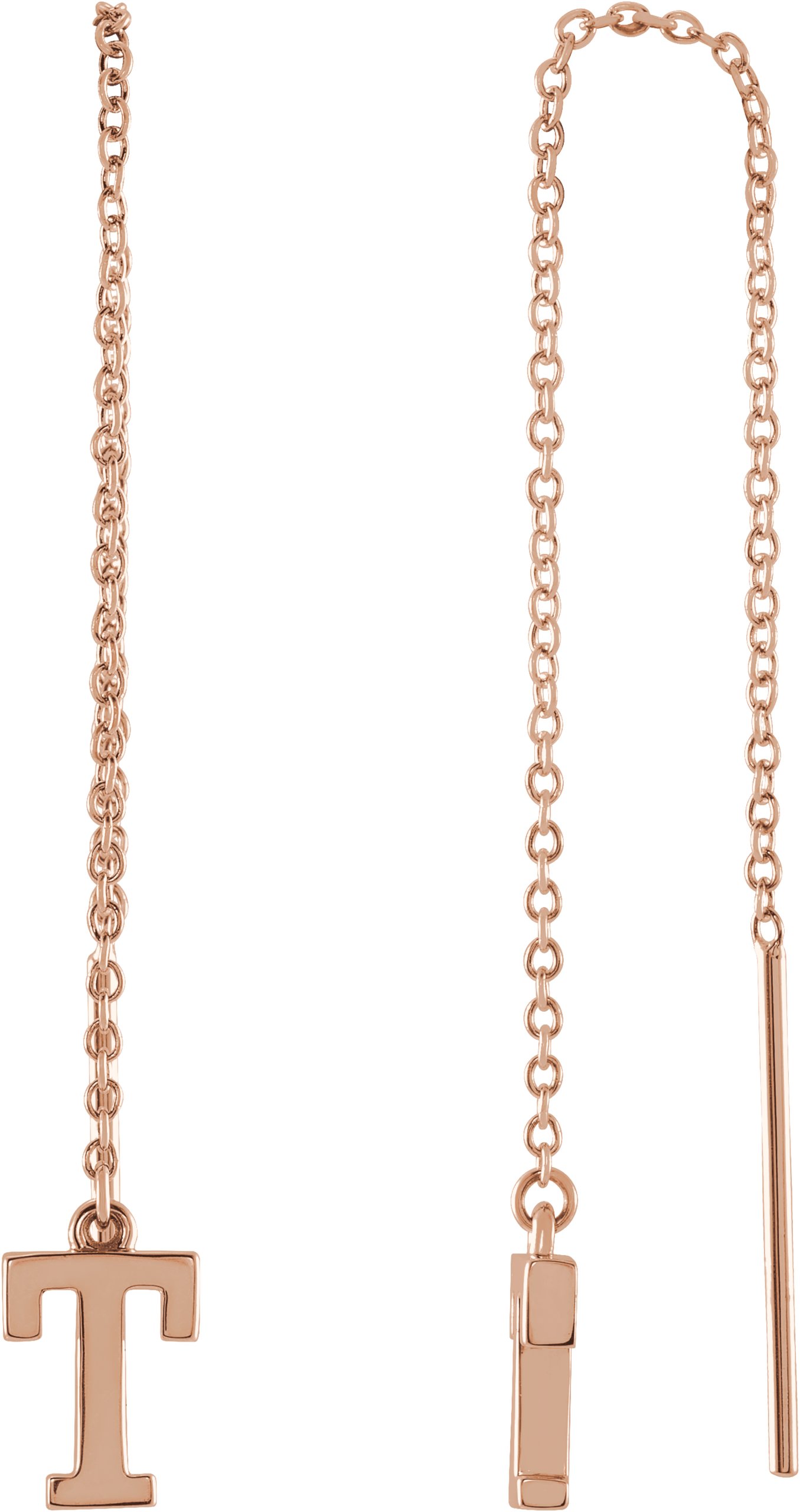 14K Rose Single Initial T Chain Earring Ref. 17158059