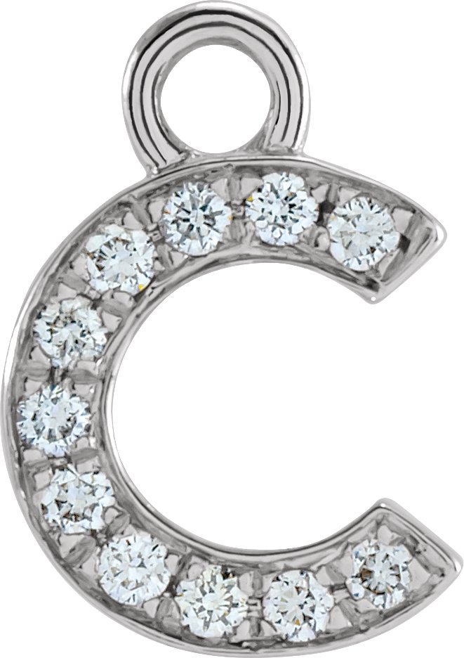 14K White .04 CTW Natural Diamond Initial C Dangle