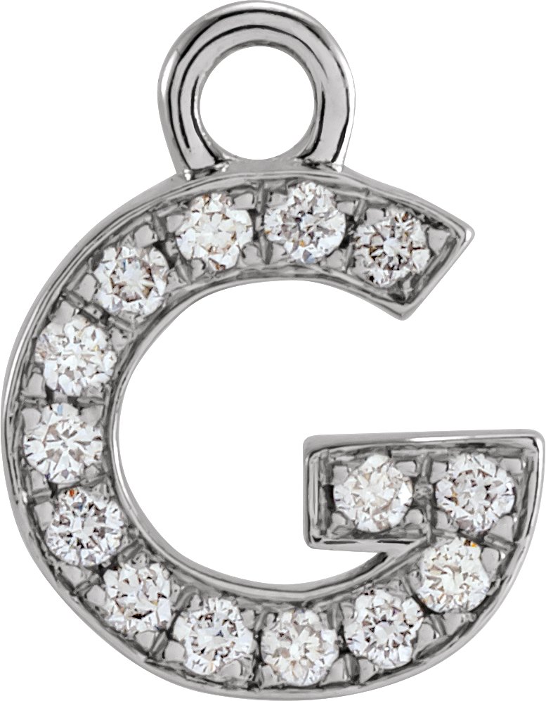 14K White .05 CTW Natural Diamond Initial G Dangle