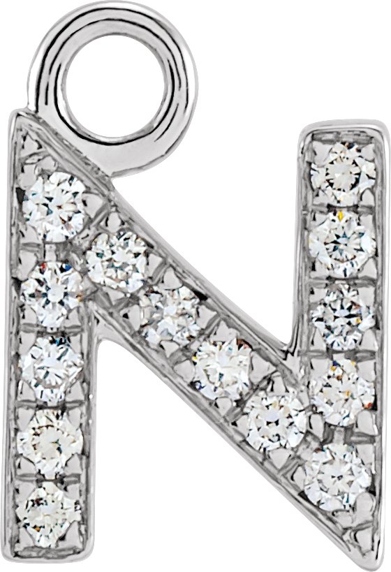 14K White .05 CTW Natural Diamond Initial N Dangle