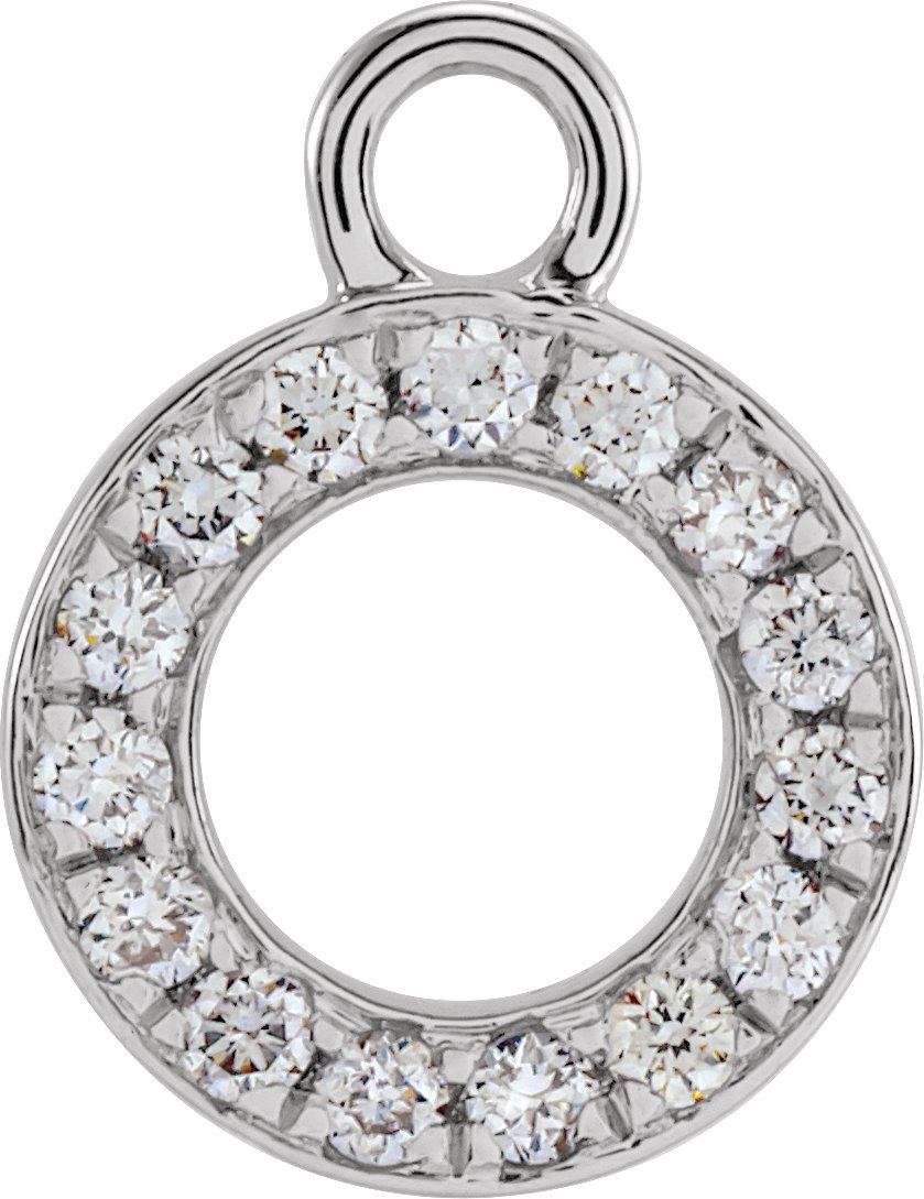 14K White .04 CTW Natural Diamond Initial O Dangle