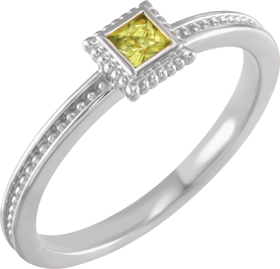 Sterling Silver Peridot Stackable Family Ring
