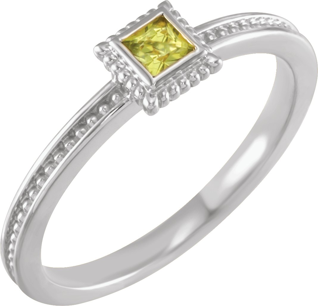 Sterling Silver Natural Peridot Family Stackable Ring