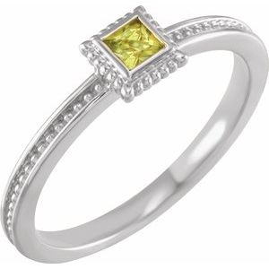 Sterling Silver Peridot Stackable Family Ring