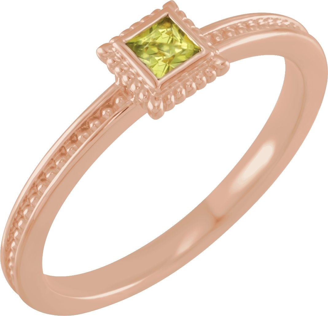 14K Rose Peridot Stackable Family Ring Ref 16232598