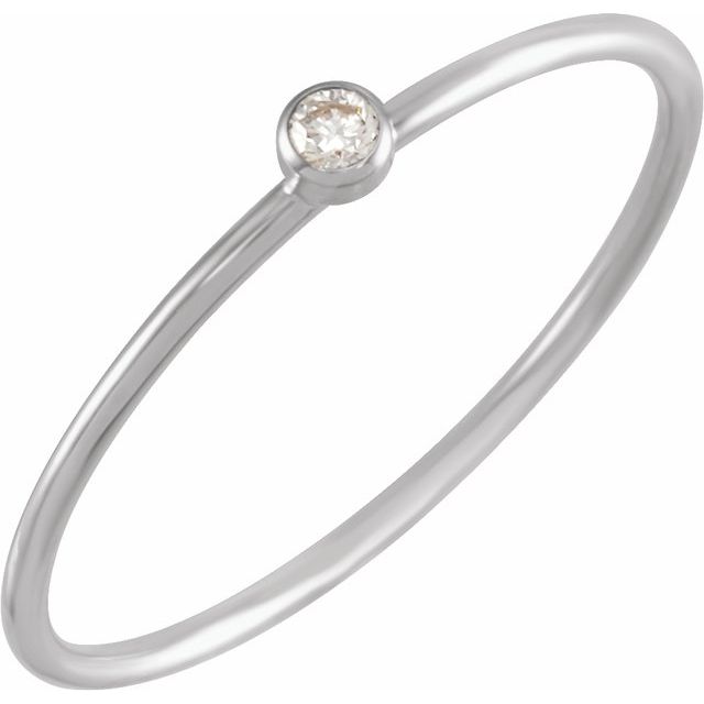 14K White .03 CT Natural Diamond Stackable Ring Size 7