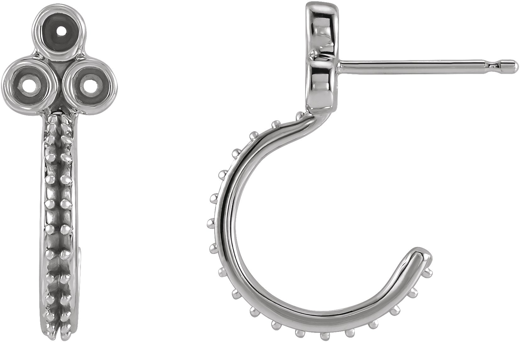 Accented Bezel-Set J-Hoop Earrings