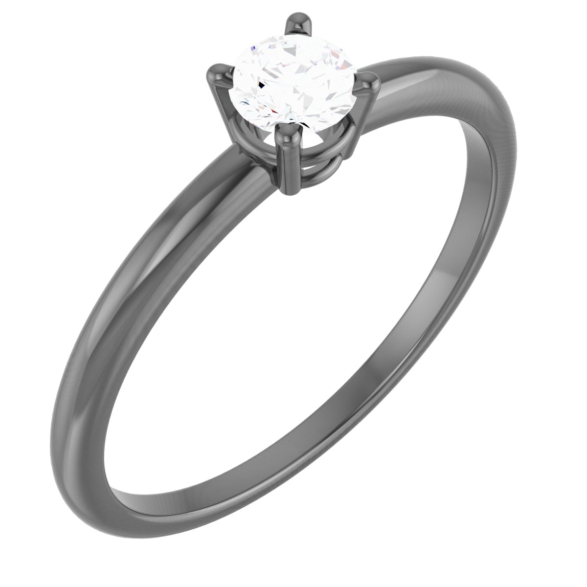 Sterling Silver 4 mm Natural White Sapphire Ring