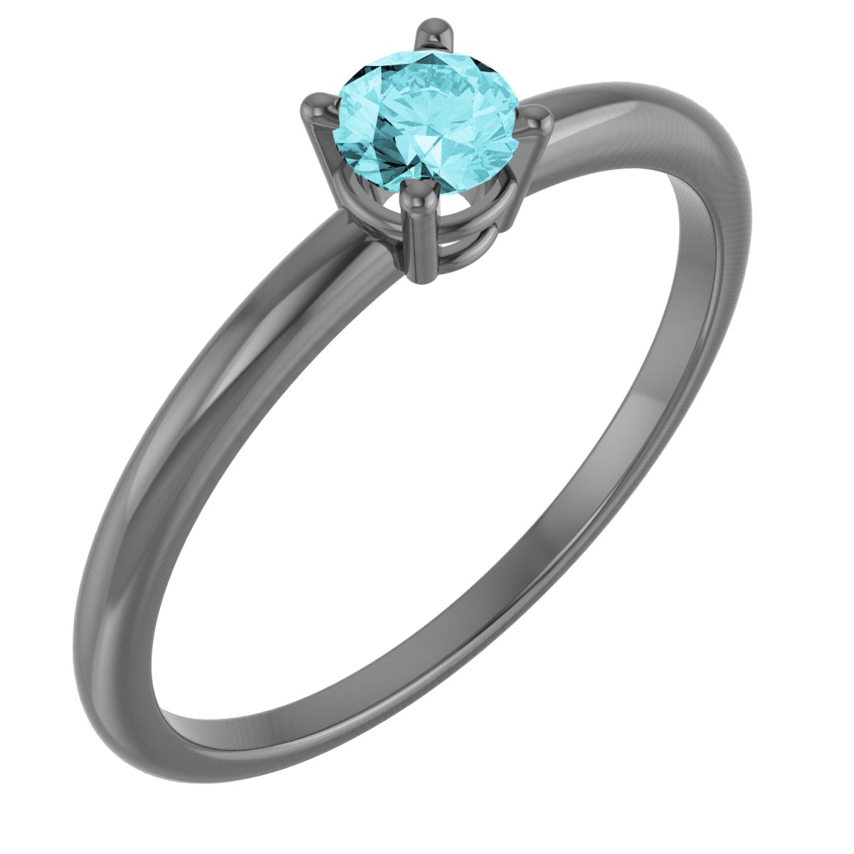 Sterling Silver 4 mm Round Natural Blue Zircon Youth Ring