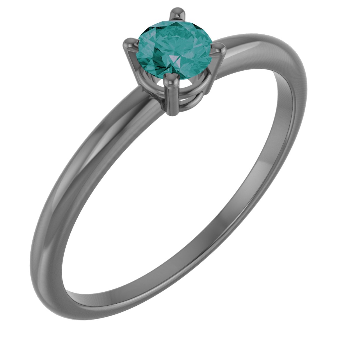 Sterling Silver 4 mm Round Lab-Grown Alexandrite Youth Ring