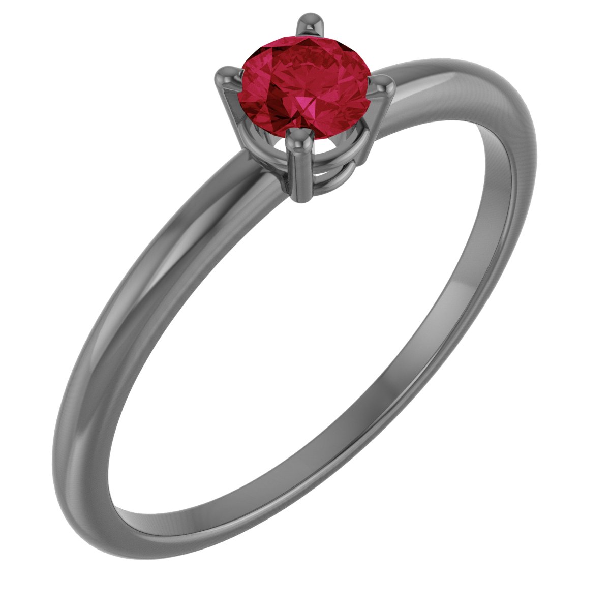 Sterling Silver 4 mm Natural Ruby Ring