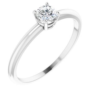 14K White Natural Diamond Ring