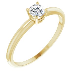 14K Yellow 4 mm Natural White Sapphire Ring