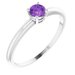 Sterling Silver 4 mm Natural Amethyst Ring