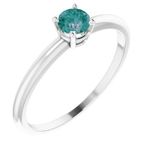 Sterling Silver 4 mm Round Lab-Grown Alexandrite Youth Ring