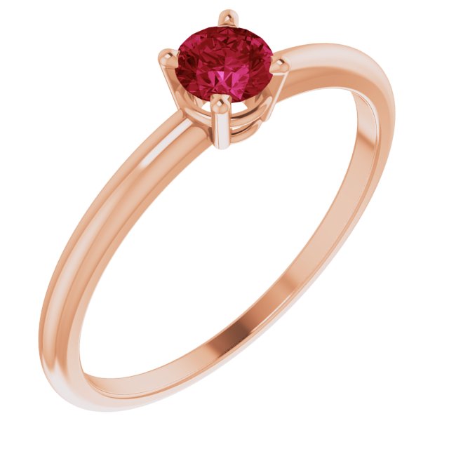 14K Rose 4 mm Round Lab-Grown Ruby Youth Ring