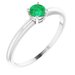 Sterling Silver 4 mm Natural Emerald Ring