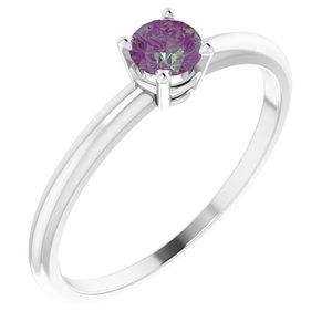 Sterling Silver 3 mm Round Imitation Alexandrite Youth Ring