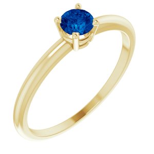 14K Yellow 3 mm Round Imitation Blue Sapphire Youth Ring